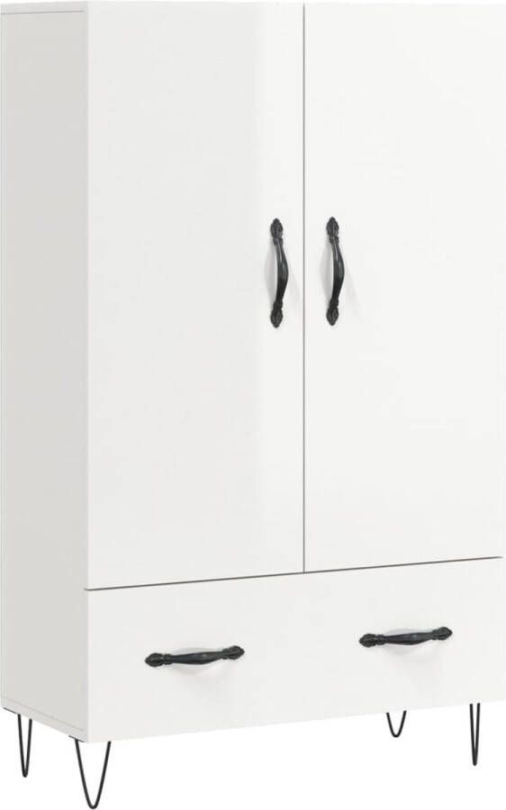 VidaXL Hoge kast 69 5x31x115 cm Hoogglans wit Hoge Kast Dressoir Buffetkast Opslagoplossing Modern Design - Foto 2