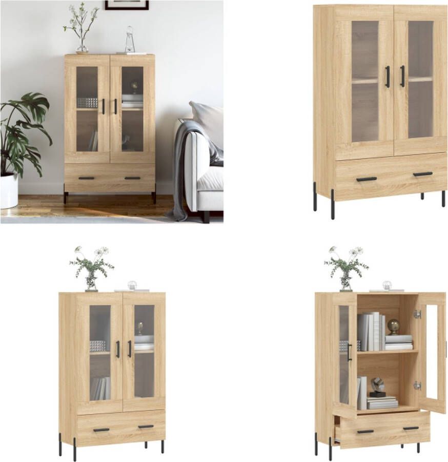 VidaXL Hoge kast 69-5x31x115 cm bewerkt hout sonoma eikenkleurig Hoge Kast Hoge Kasten Dressoir Kast - Foto 4