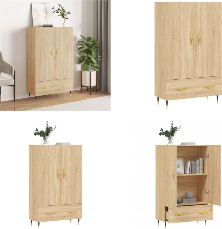 VidaXL Hoge kast 69-5x31x115 cm bewerkt hout sonoma eikenkleurig Hoge Kast Hoge Kasten Dressoir Kast
