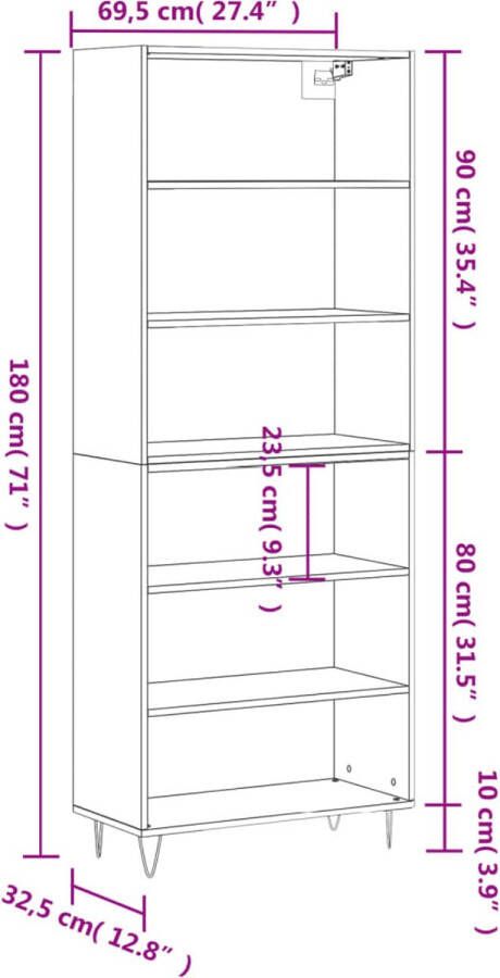 VidaXL -Hoge-kast-69 5x32 5x180-cm-bewerkt-hout-bruineikenkleurig - Foto 6