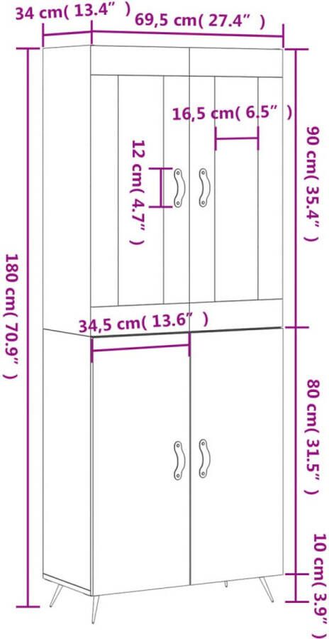 VidaXL -Hoge-kast-69 5x34x180-cm-bewerkt-hout-betongrijs - Foto 8