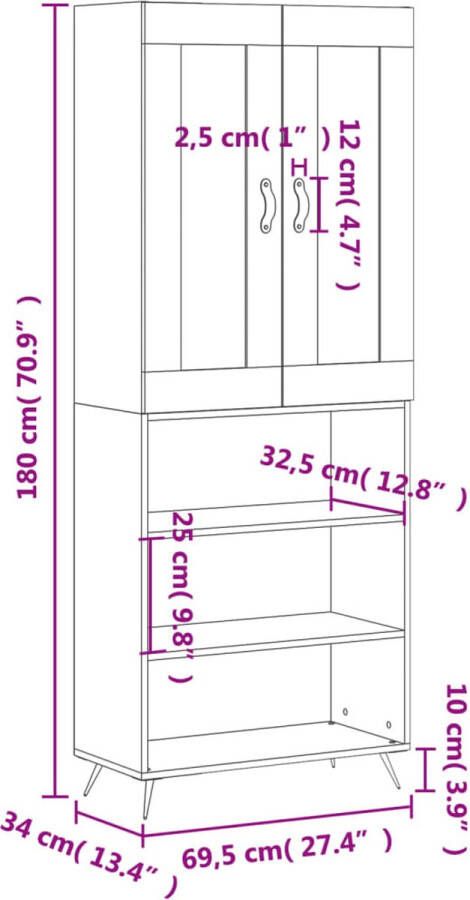 VidaXL -Hoge-kast-69 5x34x180-cm-bewerkt-hout-betongrijs - Foto 2