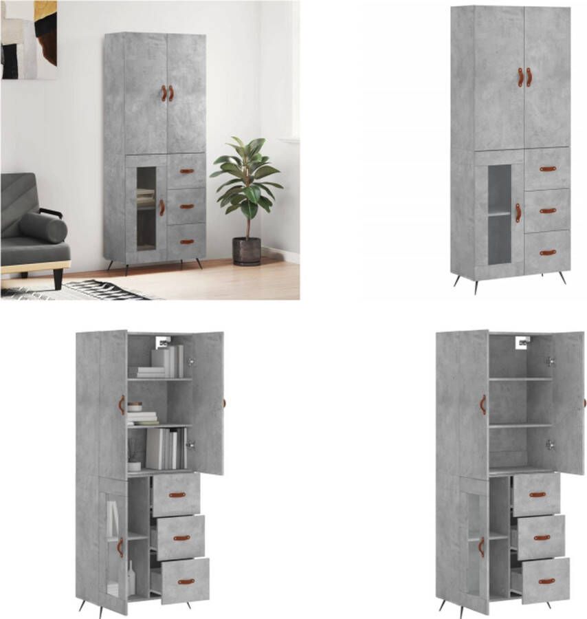 VidaXL -Hoge-kast-69-5x34x180-cm-bewerkt-hout-betongrijs Hoge Kast Hoge Kasten Dressoir Buffetkast