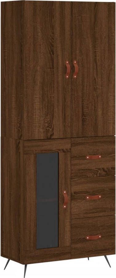 VidaXL Hoge kast Bruin eiken 69 5x34x180 cm Hoge Kast Opbergkast Houten Kast Bruine Eiken Kast - Foto 5