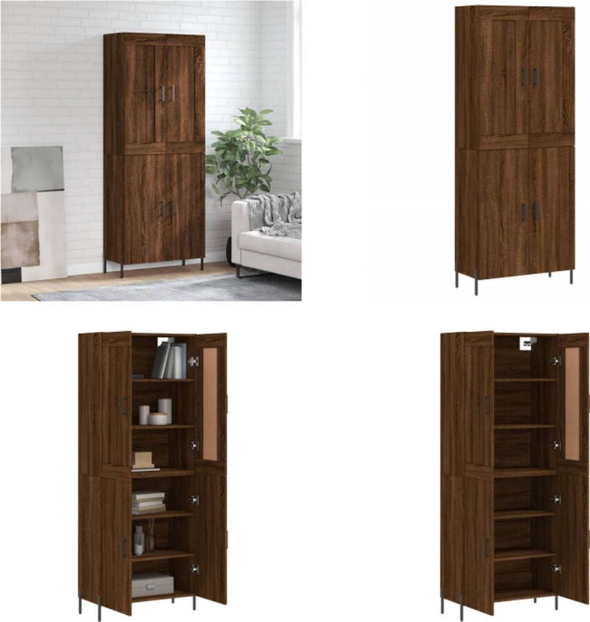 VidaXL -Hoge-kast-69-5x34x180-cm-bewerkt-hout-bruineikenkleurig Hoge Kast Hoge Kasten Dressoir Buffetkast - Foto 2