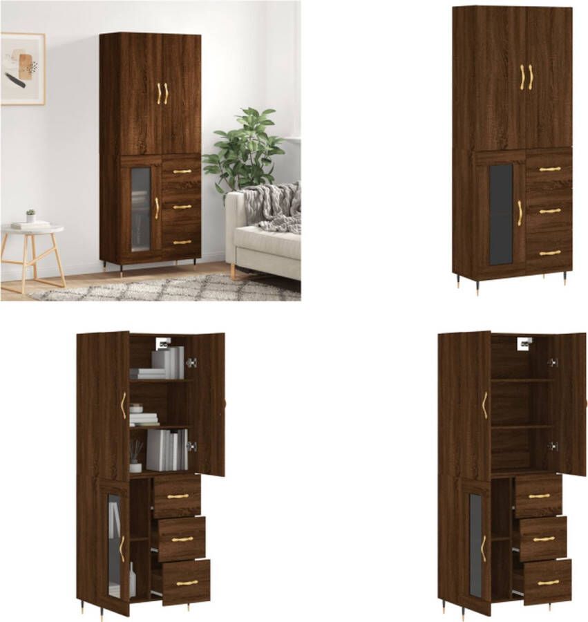 VidaXL -Hoge-kast-69-5x34x180-cm-bewerkt-hout-bruineikenkleurig Hoge Kast Hoge Kasten Dressoir Buffetkast