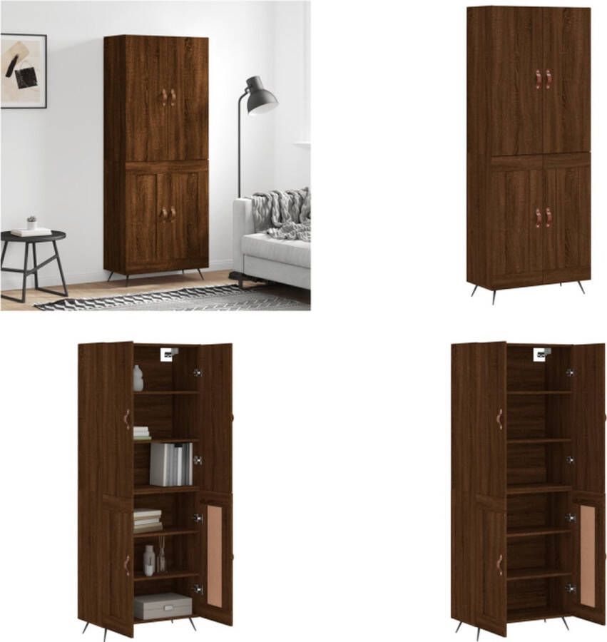 VidaXL -Hoge-kast-69-5x34x180-cm-bewerkt-hout-bruineikenkleurig Hoge Kast Hoge Kasten Dressoir Buffetkast