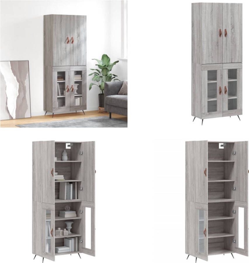 VidaXL -Hoge-kast-69-5x34x180-cm-bewerkt-hout-grijs-sonoma-eikenkleurig Hoge Kast Hoge Kasten Dressoir Buffetkast - Foto 1