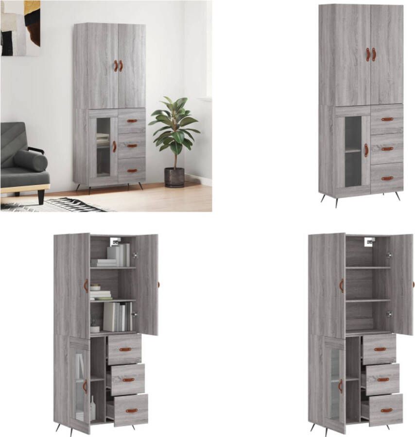 VidaXL -Hoge-kast-69-5x34x180-cm-bewerkt-hout-grijs-sonoma-eikenkleurig Hoge Kast Hoge Kasten Dressoir Buffetkast