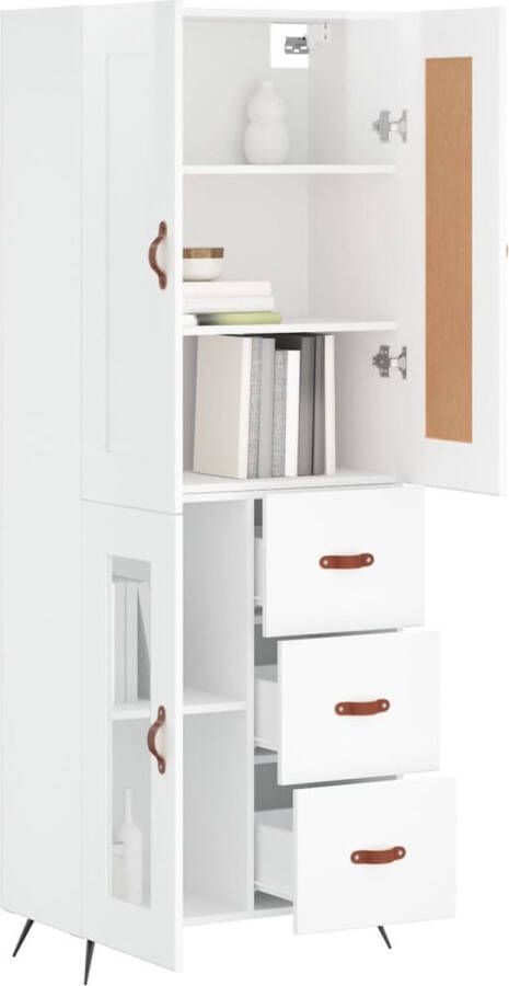 VidaXL -Hoge-kast-69 5x34x180-cm-bewerkt-hout-hoogglans-wit - Foto 2