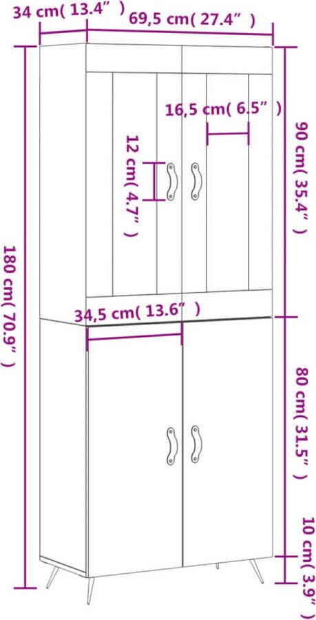 VidaXL -Hoge-kast-69 5x34x180-cm-bewerkt-hout-sonoma-eikenkleurig - Foto 5
