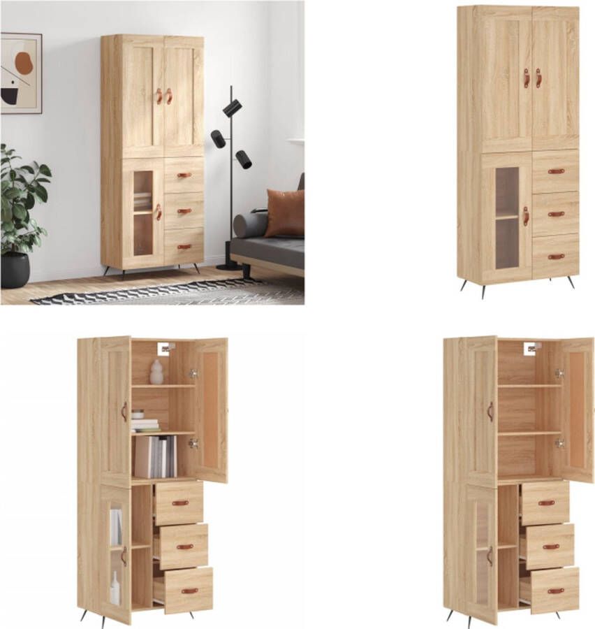 VidaXL -Hoge-kast-69-5x34x180-cm-bewerkt-hout-sonoma-eikenkleurig Hoge Kast Hoge Kasten Dressoir Buffetkast