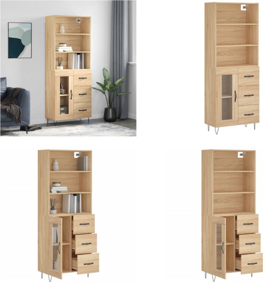 VidaXL Hoge kast 69 5x34x180 cm bewerkt hout sonoma eikenkleurig Hoge Kast Hoge Kasten Dressoir Buffetkast
