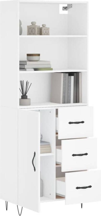 VidaXL -Hoge-kast-69 5x34x180-cm-bewerkt-hout-wit - Foto 1