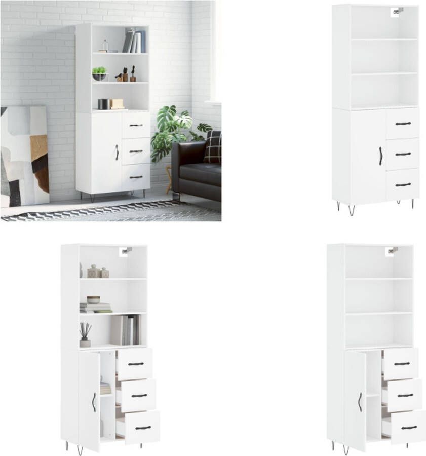 VidaXL -Hoge-kast-69-5x34x180-cm-bewerkt-hout-wit Hoge Kast Hoge Kasten Dressoir Buffetkast - Foto 3