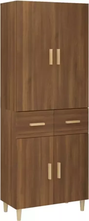 VidaXL Hoge kast 69.5x34x179 cm bewerkt hout bruineikenkleurig - Foto 2