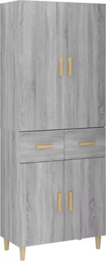 VidaXL Hoge kast 69.5x34x179 cm bewerkt hout grijs sonoma eikenkleurig - Foto 3