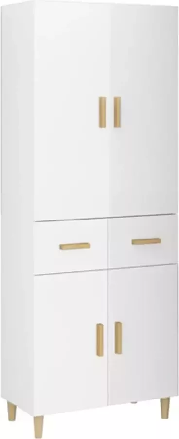 VidaXL Hoge kast 69.5x34x179 cm bewerkt hout hoogglans wit - Foto 2