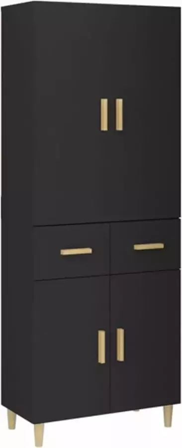 VidaXL Hoge kast 69 5x34x179 cm bewerkt hout zwart - Foto 2