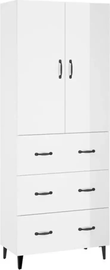 VidaXL Hoge kast 69.5x34x180 cm bewerkt hout hoogglans wit - Foto 2
