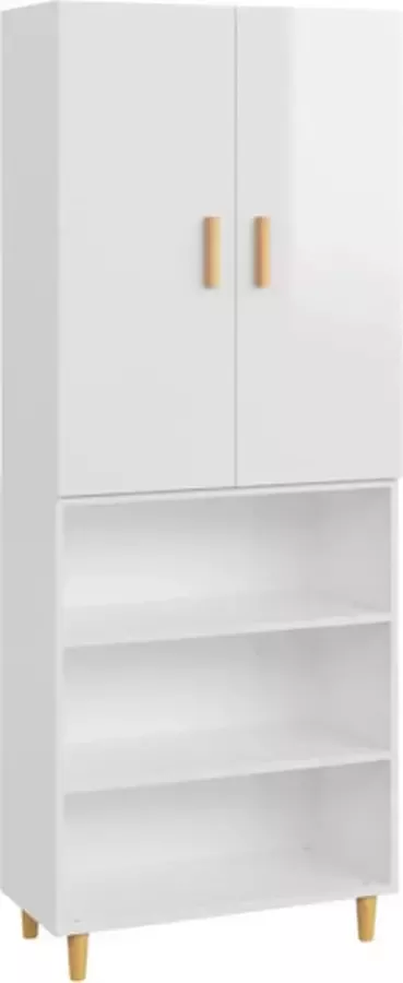 VidaXL Hoge kast 69 5x34x180 cm bewerkt hout hoogglans wit - Foto 6