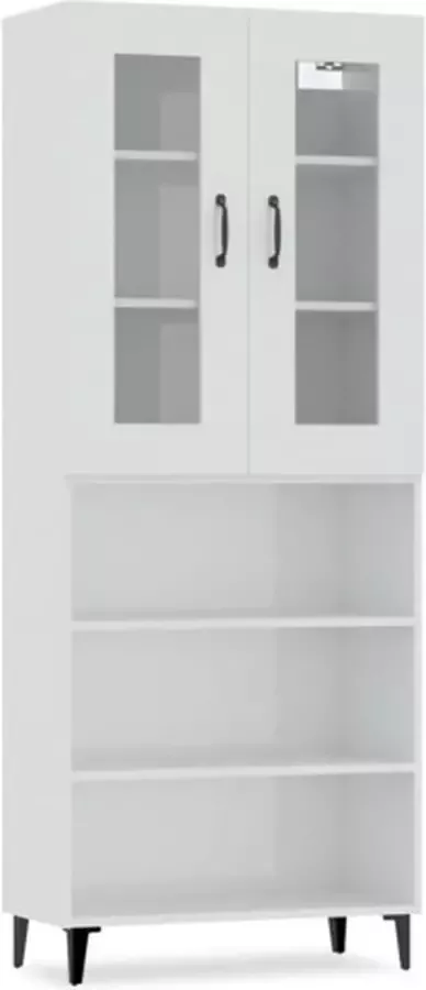 VidaXL Hoge kast 69.5x34x180 cm bewerkt hout hoogglans wit - Foto 9