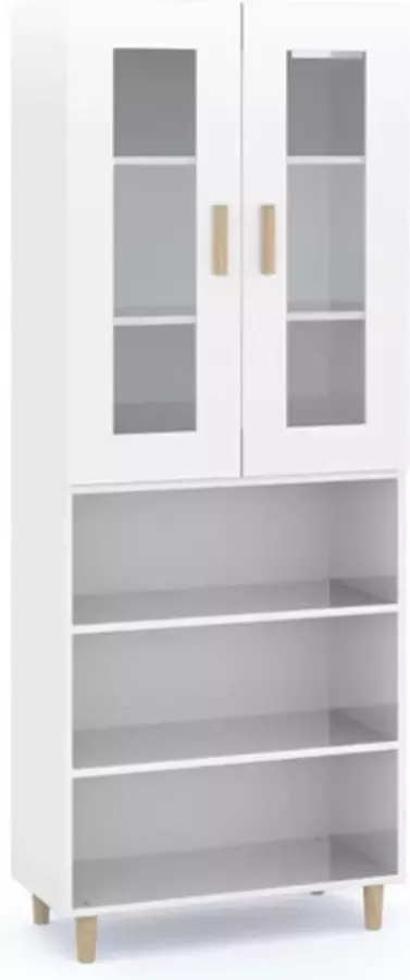 VidaXL Hoge kast 69.5x34x180 cm bewerkt hout hoogglans wit - Foto 3
