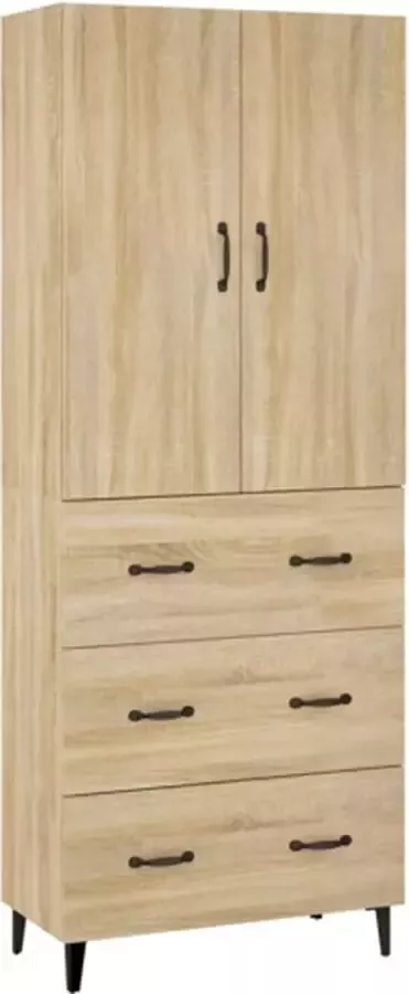 VidaXL Hoge kast 69.5x34x180 cm bewerkt hout sonoma eikenkleurig - Foto 3