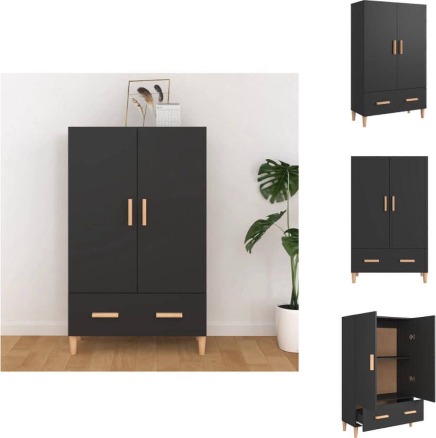 VidaXL Hoge Kast Hoge Kasten Hoge Kast Met Lade Kast Hoge kast 70x31x115 cm bewerkt hout zwart - Foto 2