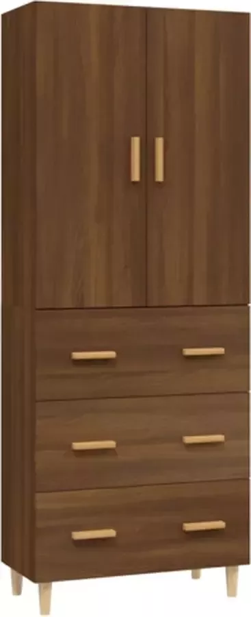 VIDAXL Hoge kast 70x34x180 cm bewerkt hout bruineikenkleurig - Foto 3