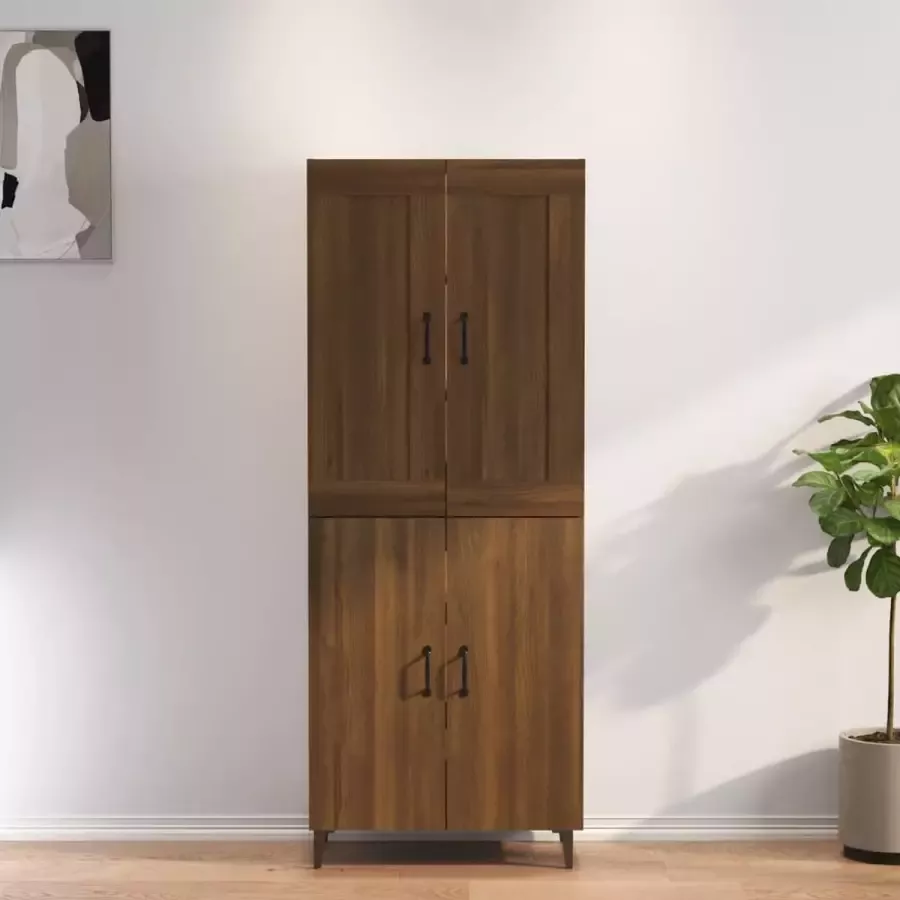 VIDAXL Hoge kast 70x34x180 cm bewerkt hout bruineikenkleurig - Foto 3