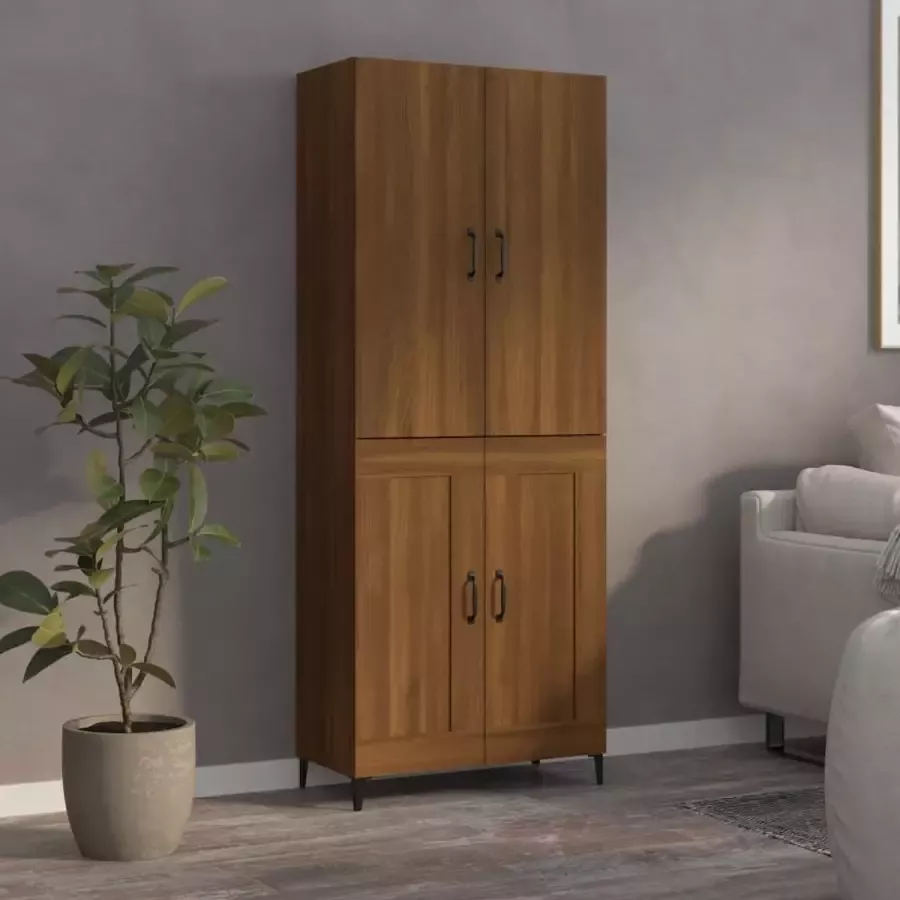 VIDAXL Hoge kast 70x34x180 cm bewerkt hout bruineikenkleurig - Foto 5