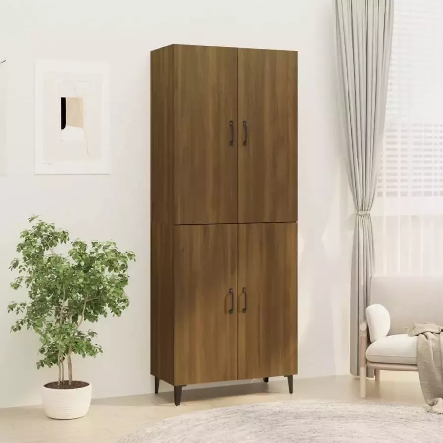 VIDAXL Hoge kast 70x34x180 cm bewerkt hout bruineikenkleurig - Foto 6