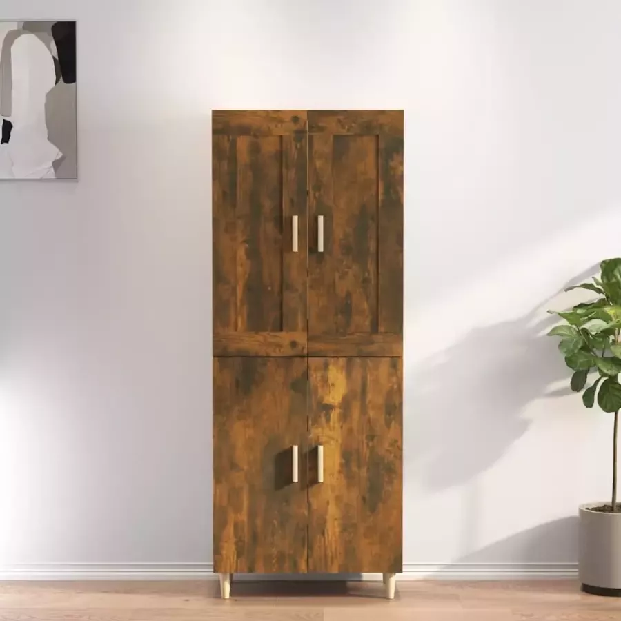 VIDAXL Hoge kast 70x34x180 cm bewerkt hout gerookt eikenkleurig - Foto 2