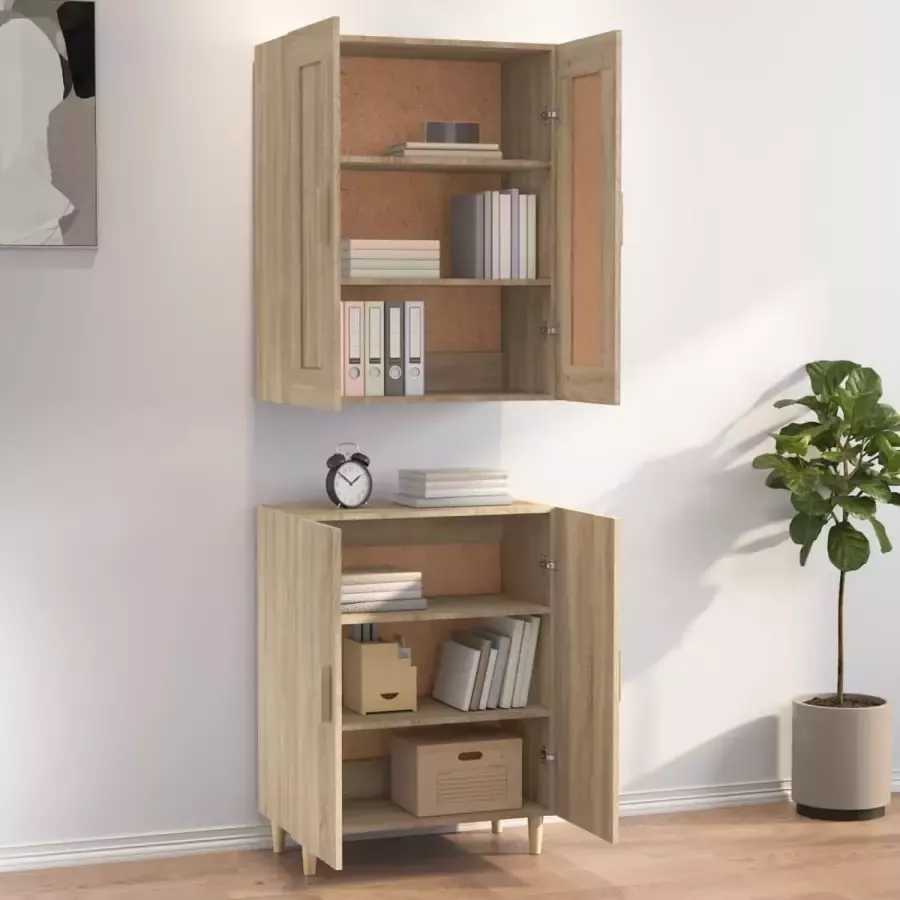 VIDAXL Hoge kast 70x34x180 cm bewerkt hout sonoma eikenkleurig