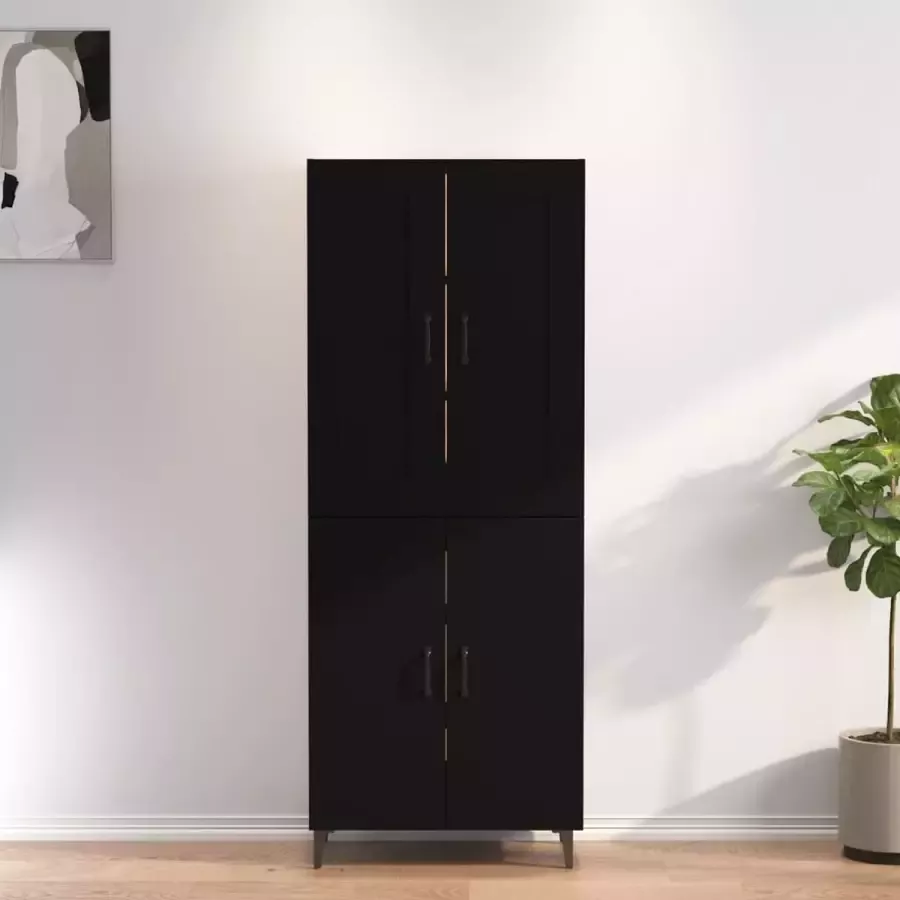VIDAXL Hoge kast 70x34x180 cm bewerkt hout zwart
