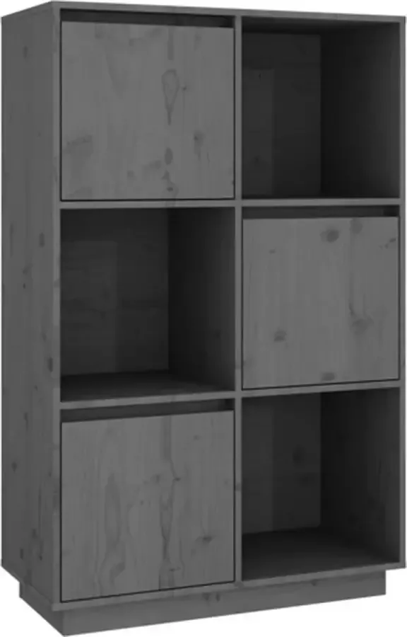 VidaXL -Hoge-kast-74x35x117-cm-massief-grenenhout-grijs - Foto 5