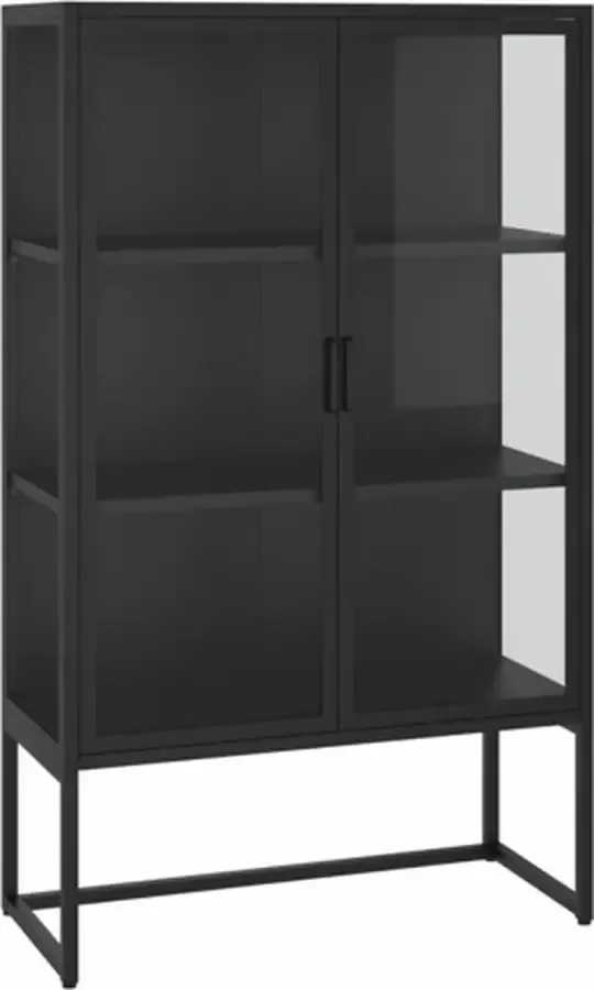 VidaXL -Hoge-kast-80x35x135-cm-staal-en-gehard-glas-zwart - Foto 2