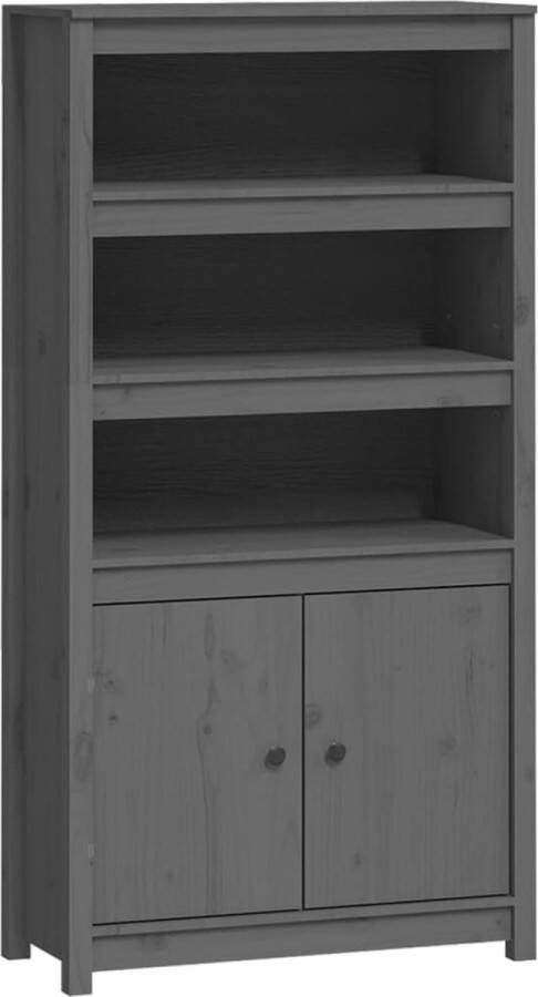 VidaXL -Hoge-kast-80x35x154-cm-massief-grenenhout-grijs - Foto 2