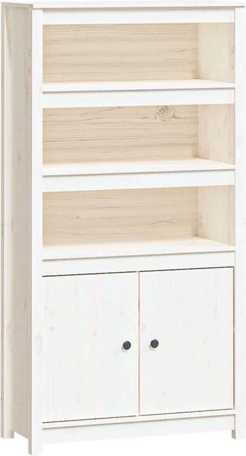VidaXL -Hoge-kast-80x35x154-cm-massief-grenenhout-wit - Foto 2