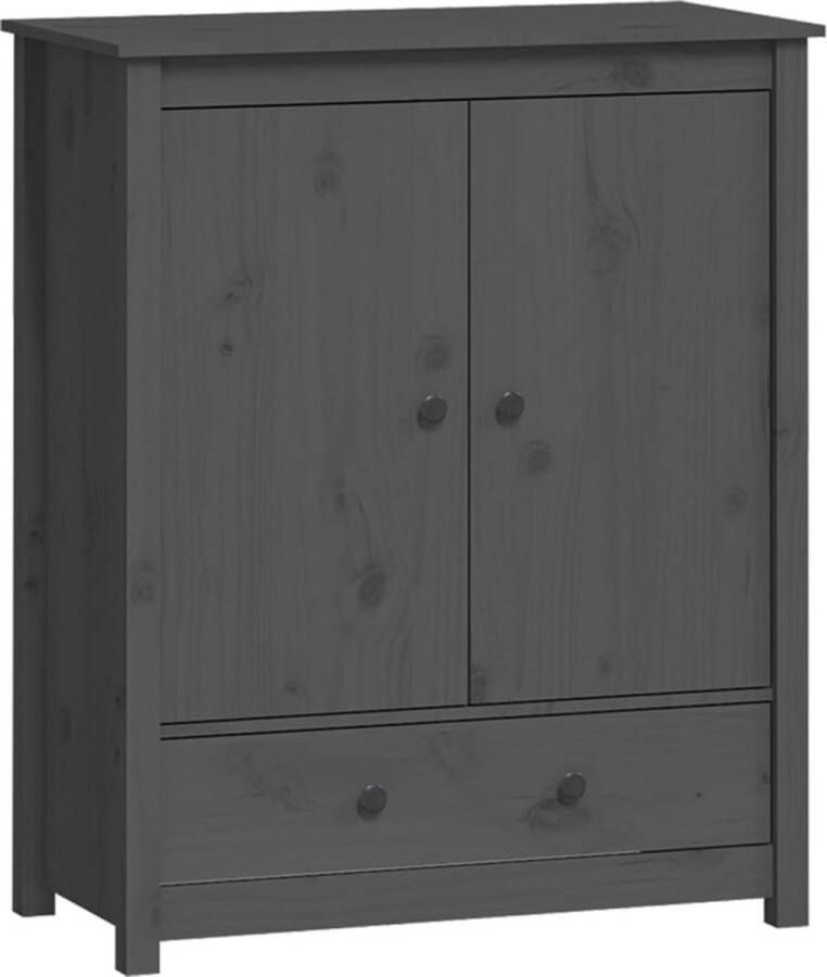 VidaXL -Hoge-kast-83x41 5x100-cm-massief-grenenhout-grijs - Foto 2