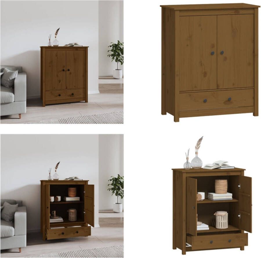 VidaXL Hoge kast 83x41-5x100 cm massief grenenhout honingbruin Hoge Kast Hoge Kasten Dressoir Dressoirs - Foto 2