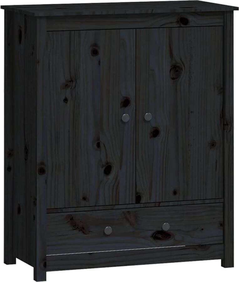 VidaXL -Hoge-kast-83x41 5x100-cm-massief-grenenhout-zwart