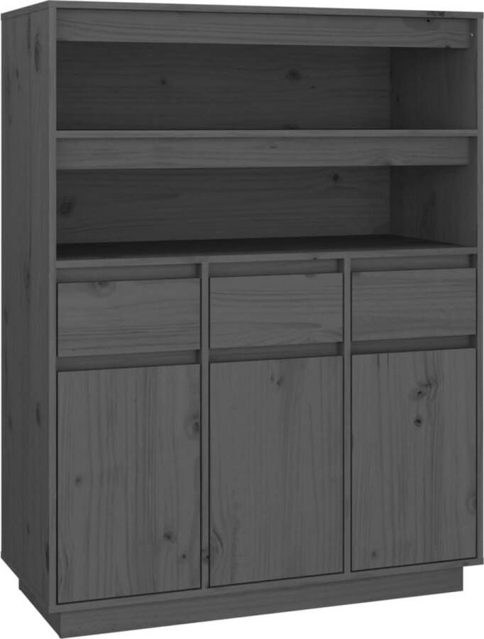 VidaXL -Hoge-kast-89x40x116 5-cm-massief-grenenhout-grijs