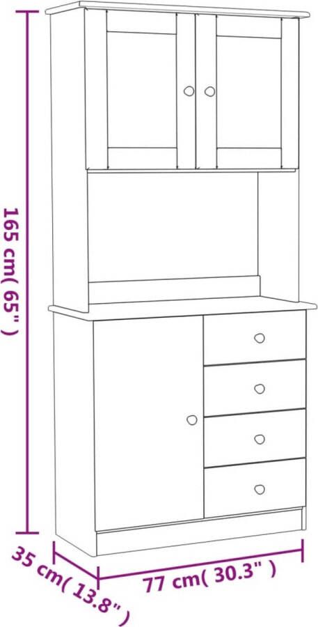 VidaXL -Hoge-kast-ALTA-77x35x165-cm-massief-grenenhout - Foto 1