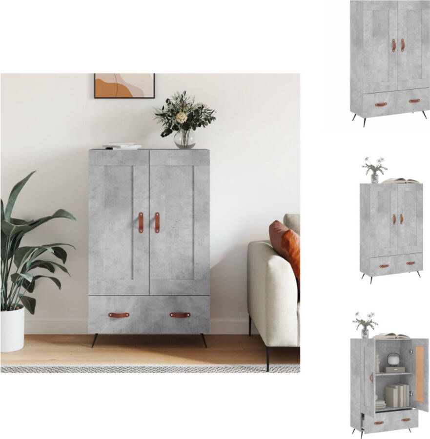 VidaXL Hoge Kast Hoge Kasten Hoge Kast Met Lade Kast Hoge kast 69-5x31x115 cm bewerkt hout betongrijs