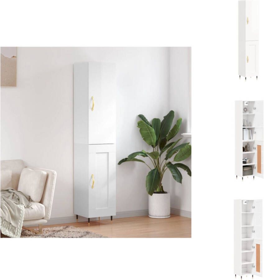 VidaXL Hoge Kast Hoge Kasten Hoge Kast Met Lade Kast -Hoge-kast-34-5x34x180-cm-bewerkt-hout-hoogglans-wit - Foto 8