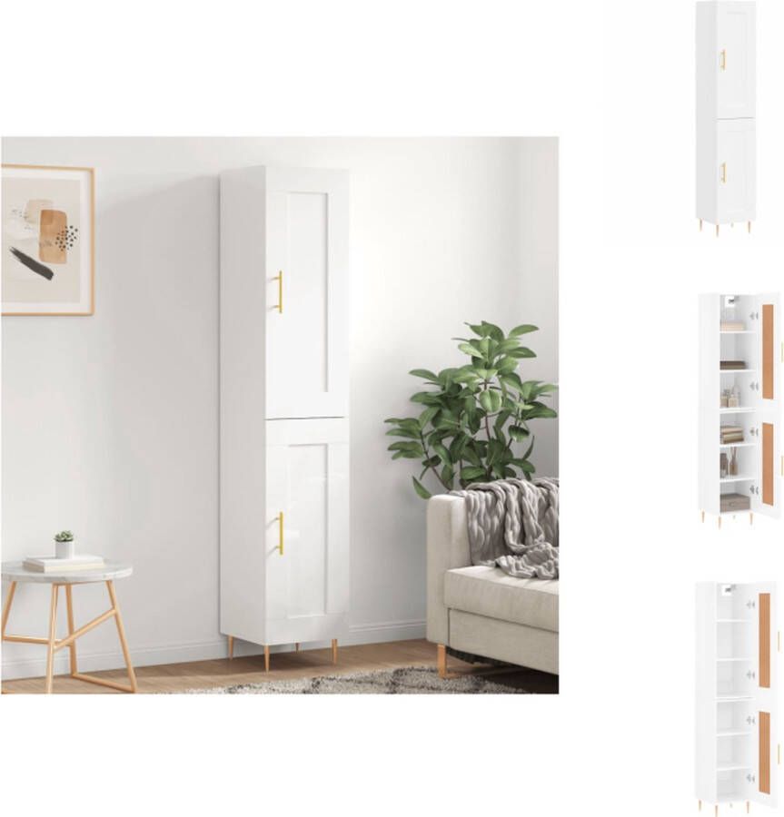VidaXL Hoge Kast Hoge Kasten Dressoir Buffetkast Hoge kast 34-5x34x180 cm bewerkt hout hoogglans wit