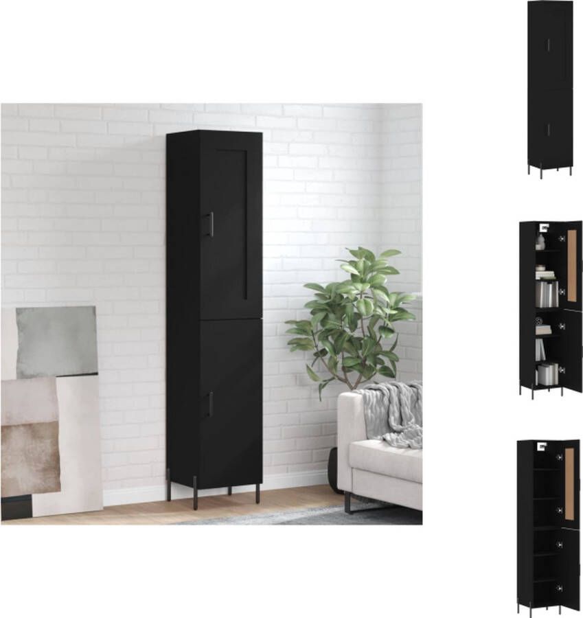 VidaXL Hoge Kast Bewerkt Hout 34.5 x 34 x 180 cm Zwart Keukenkast