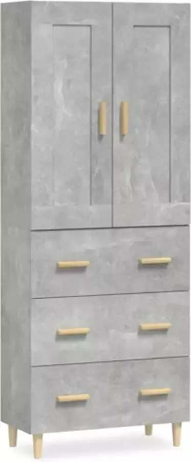 VidaXL Hoge kast bewerkt hout betongrijs - Foto 3